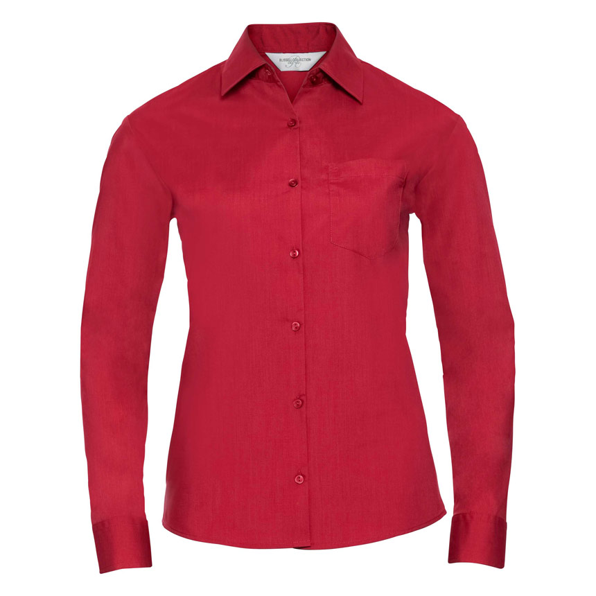 R934F-Ladies LS PolyCotton Poplin Shirt